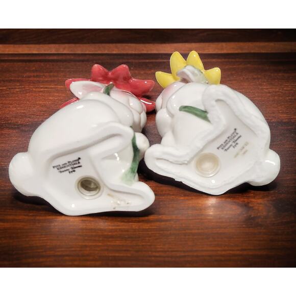 Fitz and Floyd Essentials Bunny Blooms Collection Salt and Pepper Shaker Set NIB - Picture 7 of 7